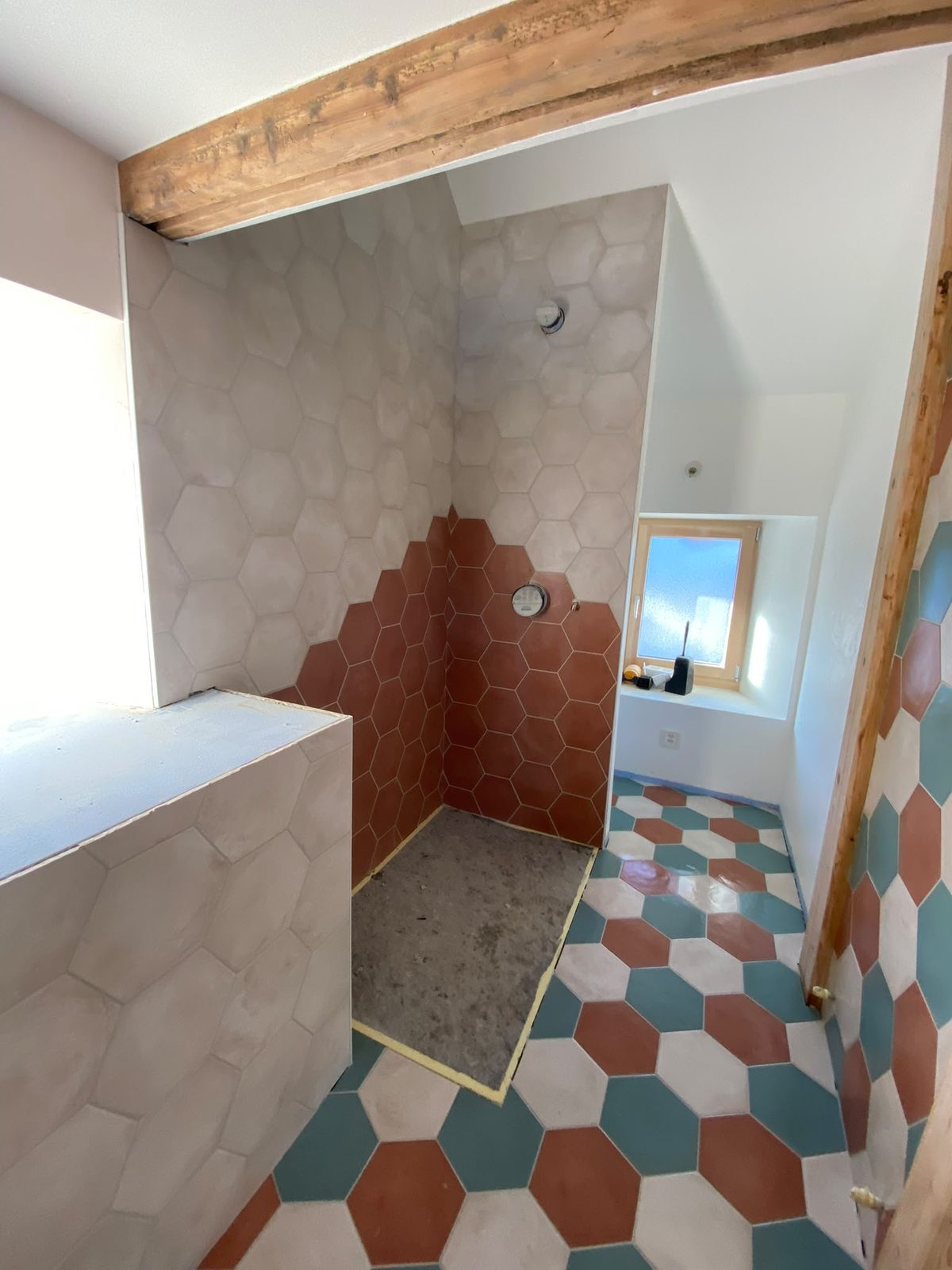 Douche graphique terracotta